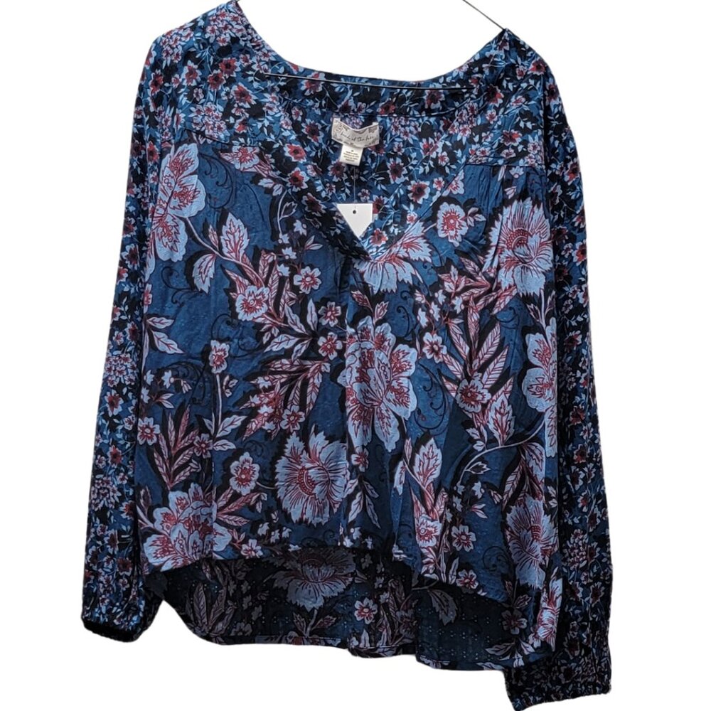 Band Of The Free Josie Long Sleeve Floral V Neck Blouse NWT